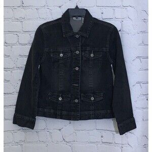 Chico’s Platinum Women's 0 Jacket X-Small 4 Trucker Black Denim